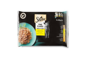 Набор кормов консервированных для взрослых котов Ассорти из мяса птицы в желе Нежные кусочки Sheba м/у 4х85г