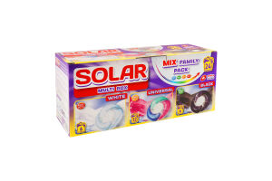 Капсули для прання для білих, універсальних та темних речей Multi box Solar 24х20г