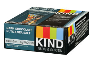 KIND Nuts & Spices Bars Dark Chocolate Nuts & Sea Salt - 12 CT