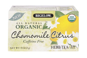 Bigelow All Natural Organic Chamomile Citrus Caffeine Free Herb Tea - 20 Tea Bags