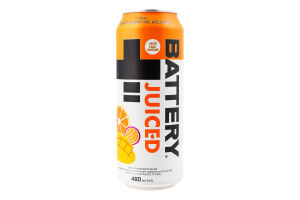 Напій енергетичний безалкогольний соковмісний середньогазований Exotic fruits Juiced Battery з/б 480мл