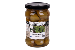 Оливки зелені сорту Халкідікі з кісточкою в розсолі Greek Almito с/б 310г