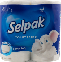 Папір туалетний 3-х шаровий Super Soft Selpak 4шт