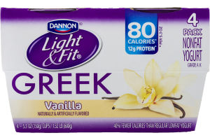 Dannon Light & Fit Greek Nonfat Yogurt Vanilla - 4 CT