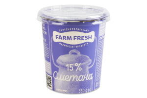 Сметана 15% Farm Fresh ст 330г
