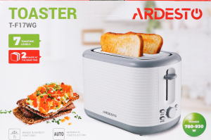 Тостер White stripes біло-сірий пластик 930Вт Ardesto