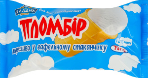 Мороженое 12% в вафельном стаканчике Пломбир Хладик м/у 70г
