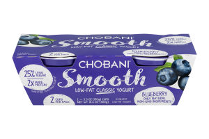 Chobani Smooth Low-Fat Classic Yogurt Blueberry - 2 PK