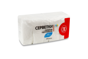 Салфетки бумажные однослойные белые ТМ "1" 200шт