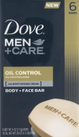 Dove Men + Care Body + Face Bar Oil Control - 6 CT