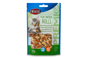 Ласощі д/котів Преміо Рол Курка та минтай 50г Тріксі