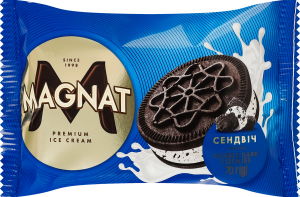 Морозиво сендвіч на печиві з комбінованим складом сировини Double dark cookies Magnat м/у 70г