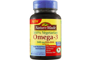Nature Made Omega-3 540mg EPA+DHA Dietary Supplement Vegetarian Softgels - 60 CT