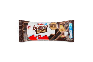 Вафли с молочно-ореховой начинкой покрытые черным шоколадом Bueno Kinder м/у 2х21.5г