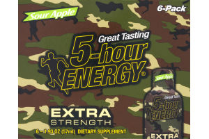 5-Hour Energy Extra Strength Dietary Supplement Sour Apple - 6 CT