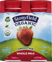 Stonyfield Organic Whole Milk Smoothie Strawberry - 4 CT