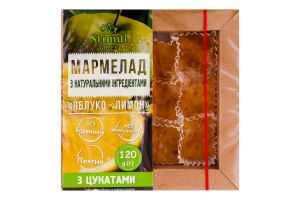 Мармелад с натуральными ингредиентами с цукатами Яблоко-лимон Green Stimul к/у 120г