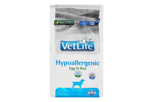 Корм сухий повнораціонний для собак Egg&rice Hypoallergenic Vet Life Farmina м/у 2кг