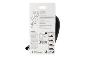 Повідець-рулетка д/собак до 25кг R-leash NASA21 чорний світловідбиваюча стрічка р.M 5м WauDog