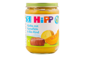 Пюре мясо-овощное для детей от 5мес Тыква и картофель с говядиной Hipp с/б 190г