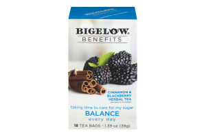 Bigelow Benefits Cinnamon & Blackberry Herbal Tea Bags - 18 CT