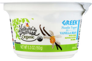 Nature's Promise Organic Greek Nonfat Yogurt Vanilla Bean