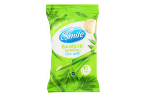 Салфетки влажные Бамбук Natural extracts Smile 15шт
