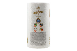 Рушники папер. Zebra Mega 2 рулона по 125 арк., 28,7 м, 3-х шар. И142 (Болгарія)