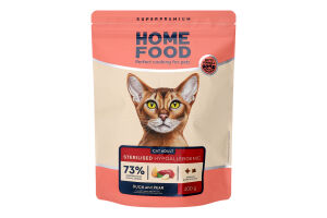 Корм сухой для взрослых кошек Утиное филе с грушей Home Food д/п 400г