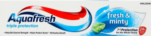 Паста зубная с фтором Освежающе-мятная Triple protection Aquafresh 50мл