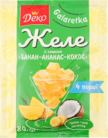 Суміш десертна Желе з смаком Банан-ананас-кокос 80г Деко