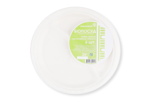 Тарілка з багаси трисекціна 6шт Грін Пак