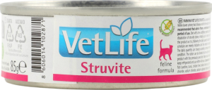 Корм д/котів Vet Life Struvite д/розчинення струвітних уролітів 85г ж/б Farmina