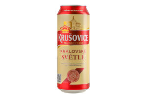 Пиво 500мл 4.2% светлое фильтрованное пастеризованное Kralovske Svetle Krusovice ж/б