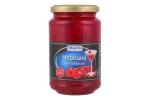 Черешни коктейльные красные с плодоножками со вкусом ликера Мараскино в сиропе пастеризованные Helcom с/б 370г