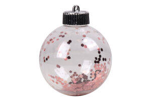 Прикраса ялинкова Куля з рожев зірками 8см 833971