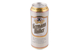Пиво 0.5л 4% светлое фильтрованное пастеризованное Hermann Muller ж/б