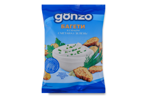 Сухарики пшеничные со вкусом сметаны и зелени Багеты Gonzo м/у 50г