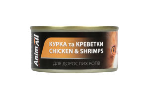 Корм д/котів з куркою та креветками 85г ж/б ЕнімАлл