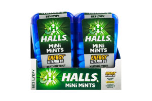 Конфеты с витамином B6 и экстрактом женьшеня без сахара Мятный твист Energy Mini Mints Halls п/у 12.5г