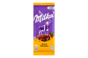 Шоколад молочний з цілим мигдалем Milka м/у 90г