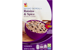 Ahold Instant Oatmeal Raisins & Spice - 10 CT
