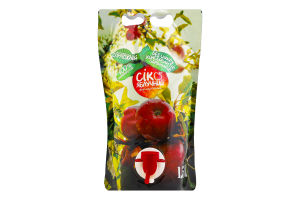 Сік прямого віджиму без додавання цукру пастеризований неосвітлений яблучний Фермерське господарство Валентина д/п 1.5л