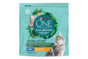 Корм сухой полнорационный для взрослых котов c курицей со спирулиной DualNature Purina One д/п 1.4кг