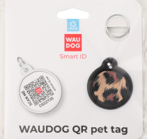 Адресник д/собак та котів Smart ID Леопард з QR паспортом метал коло d25мм WauDog
