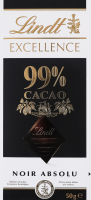 Шоколад 99% темний гіркий Excellence Lindt к/у 50г