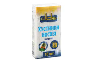 Платки носовые бумажные 3-х слойные Ананас и мята Didie 10шт