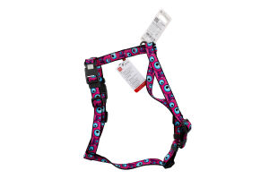 Шлея д/собак Око монстра з QR паспортом анатомічна H-образна нейлон пластиковий фастекс р.M 20мм A38-60см B46-60см WauDog