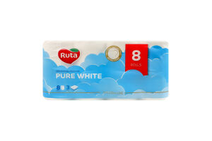 Папір туалетний 3-х шаровий Pure white Ruta 8шт