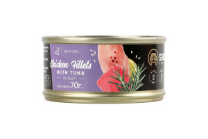 Корм д/дорослих котів Куряче філе з тунцем в желе 70г ж/б Savory